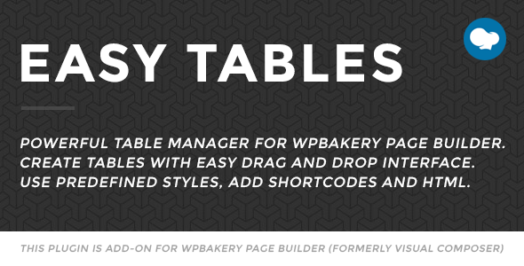 Easy Tables (vc) - Table Manager for WPBakery Page Builder on Steroids. Powerful table manager for  WPBakery Page Builder  allows you to create and manage tables with drag and drop interface. Working with your tables will be very familiar  “Excel” like experience . Working with tables never been easier on…