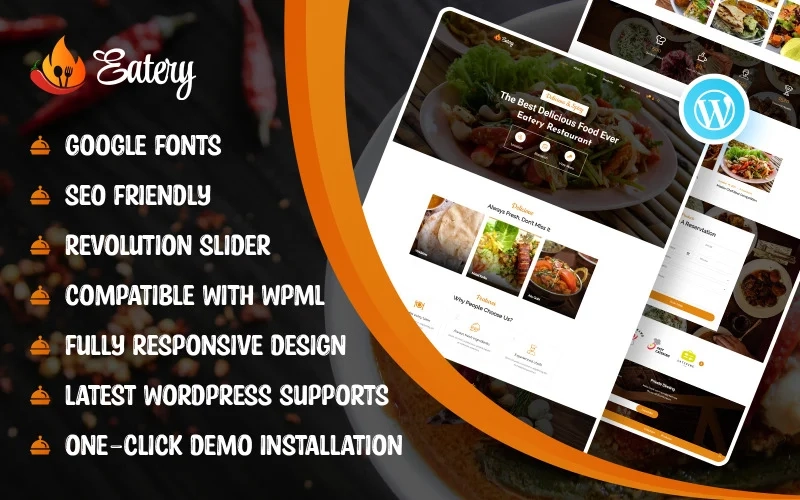 Eatery is delighted to welcome you! It's the ideal restaurant WordPress theme for showcasing any part of your restaurant