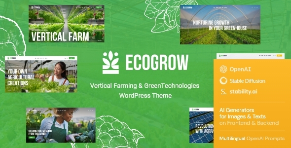 EcoGrow is a colorful agricultural WordPress Theme. It is perfectly suitable for natural food related websites