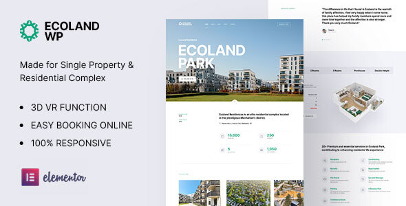 Ecoland is a great theme for real estate agencies that are interested in renting or selling apartments