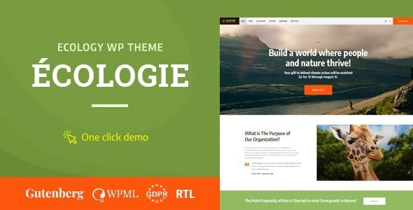 Create  manage eco-friendly sites with the Ecology WordPress Theme. Perfect for NGOs  nonprofits