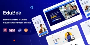 EduBee is an e-learning WordPress theme with a robust and customizable framework that uses Elementor