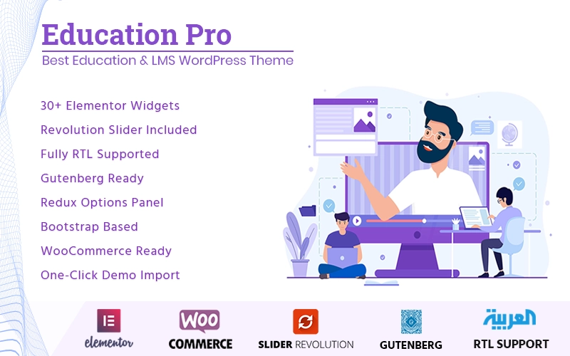 Education Pro is LMS and Education purpose responsive WordPress theme with lightweight and fewer plugins. Ready to use for educational purposes such as school