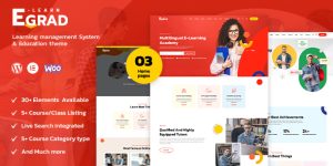 Egrad is a fine-crafted LMS theme for WordPress. This online learning theme is created with neat research to be highly competitive to build an excellent digital learning platform. It includes essential functionalities like course page