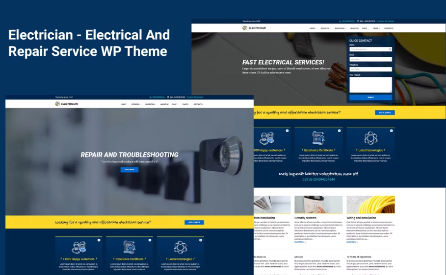 Electrician is a clean WordPress theme suitable for companies that provide Electrician