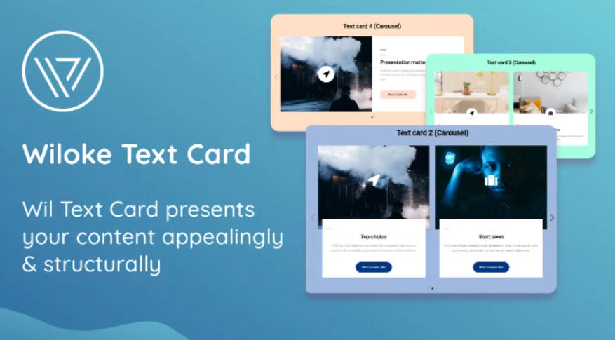 Wil Text Card Addon – No more boring content block Wil Text Card is a plug-in for your website that allows you to create content block templates easily