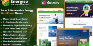 Energiso is a stylish WordPress Theme with modern industrial design that is an ideal option for a renewable energy supplier