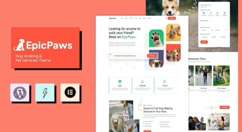 EpicPaws is the best solution for creating a complete dog walking service website. EpicPaws theme is for pet care websites or for businesses that offer services for pet sitting or dog walking.