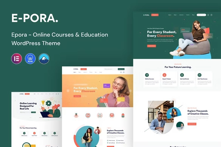 Epora is a minimal and contemporary WordPress theme that has been perfectly crafted for education centres of all kinds. Designed with your School