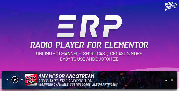 Discover ERPlayer - the customizable radio player for Elementor. Perfect for audio streaming on your WordPress site. Access it via Bevaultx now!