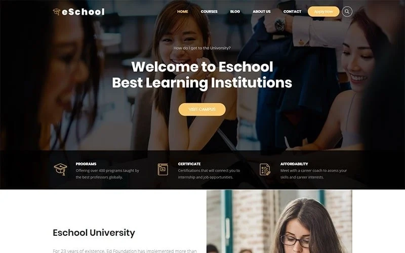 Eschool Wordpress Theme - is a beautiful and modern theme for Schools