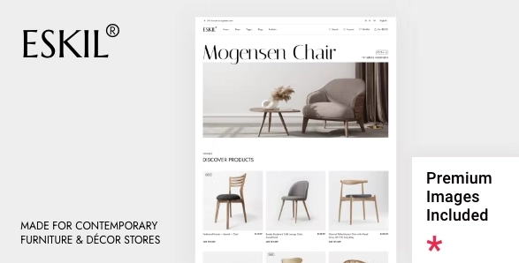 Your new guide through modern eCommerce – introducing Eskil! A simple furniture store theme designed for every home decoration