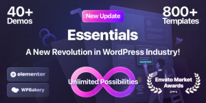 Looking for an all-in-one solution for your WordPress site? Say hello to the Essentials Multipurpose WordPress Theme! Perfect for WordPress fanatics and developers