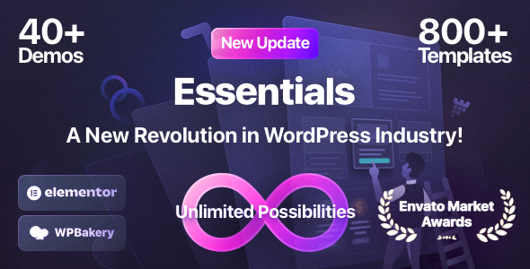 Looking for an all-in-one solution for your WordPress site? Say hello to the Essentials Multipurpose WordPress Theme! Perfect for WordPress fanatics and developers