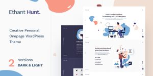 Create a standout blog or portfolio with Ethant Hunt - Personal Onepage WordPress Theme. Stunning design