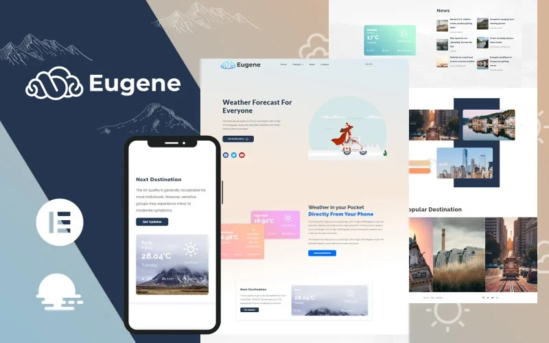 Introducing Eugene – the weather forecast WordPress theme! This theme is designed to help you keep your website looking and functioning like a top-notch weather site. It has everything you need to create a well-rounded weather report