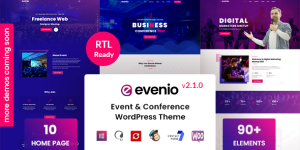 Evenio – Event  Conference WordPress Theme is designed upon modern eye-catching trends  techniques. This theme is perfect for any kind of any Conference