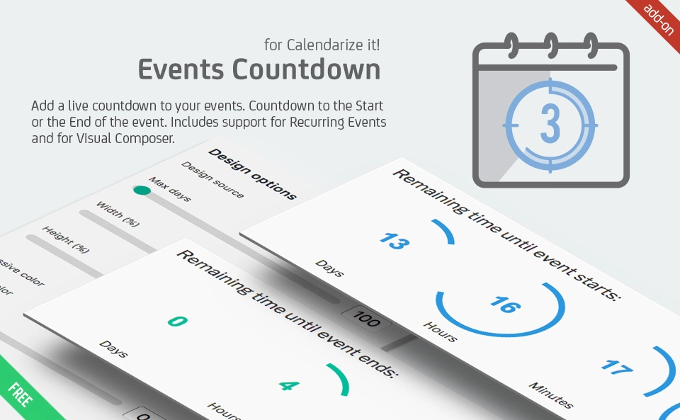 Create excitement with Event Countdown for Calendarize it!. Customize timers