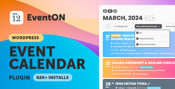 Get ready to take your event planning to the next level with the EventON - WordPress Event Calendar Plugin. This amazing plugin packs a punch with its intuitive design and extensive features