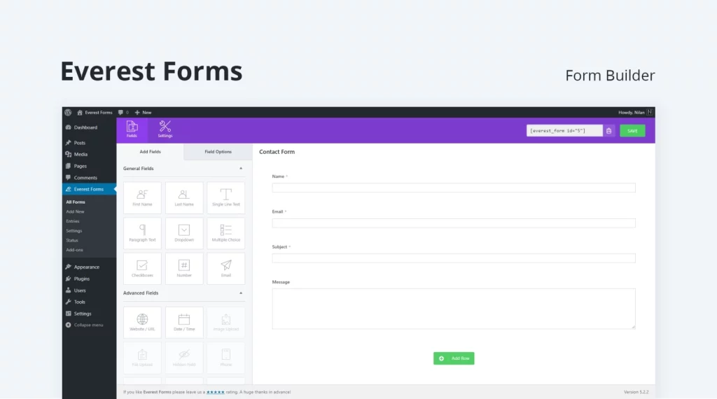 Everest Forms features and extensions controller.