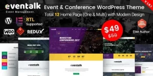 EvenTalk is a clean and modern WordPress Theme for all kinds of Conference  Event website. It is perfect for any kind Event Management Company or individual Event. It is easy to use.