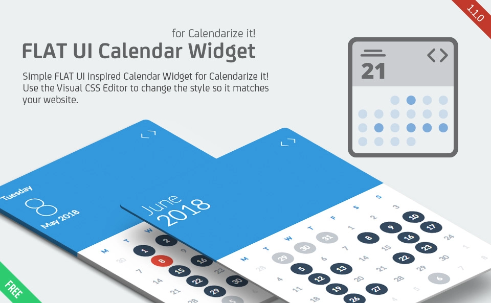 Upgrade your site's aesthetics and functionality with the FLAT UI Calendar Widget for Calendarize it! Easy customization