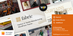 Fabric is a stylish  elegant Textile Manufacturing  Fashion WordPress Theme. It was specifically crafted for a custom tailoring and shoe / clothing manufacturer