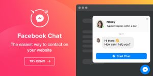 Facebook Chat by Elfsight is the fastest way for your clients to reach you and get their questions answered. Stay available live for users in their favourite messenger 24/7. Integrate Facebook Chat on your website and set it to appear on specific pages or for certain groups of visitors