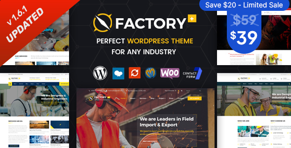 Factory Plus is the best WordPress Theme specifically made for some sectors like industry