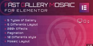 Unlock stunning galleries in just 1 minute with Fast Gallery Mosaic for Elementor! This powerful addon features 5 gallery types