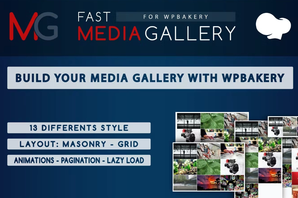 Welcome to Fast Media Gallery for WPBakery. With this awesome plugin you can build your media gallery using WPBakery. You can choose beetween 13 differents style with grid or masonry layout. You can choose your responsive version with default responsive