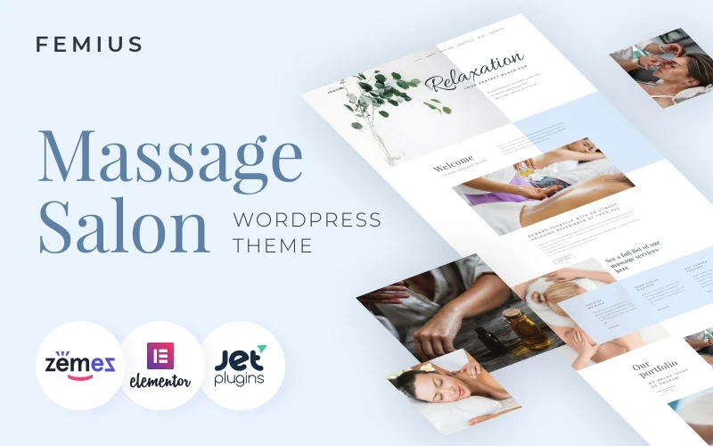 Present your massage salon in the brightest manner using Femius theme. It has a neat design and user-friendly interface. You will be able to present the range of presented services of your salon and highlight special offers. There are pre-designed pages