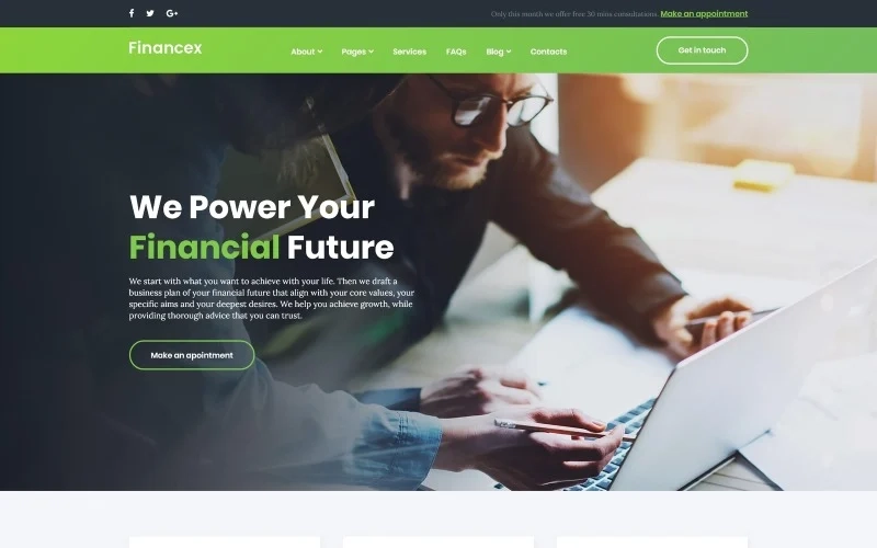 Financex is an eye-pleasing and user-friendly Investment Advisor WP Theme