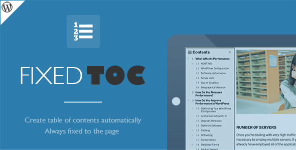 Fixed TOC is a powerful WordPress plugin. It scans headings through the post content automatically and creates the table of contents