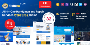The Fixhero - All-in-one Handyman  Repair Services WordPress Theme is a top-notch solution for anyone in the handyman or repair services industry. Whether you're a professional handyman