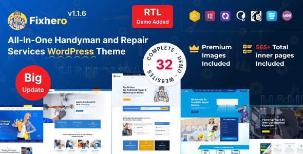 The Fixhero - All-in-one Handyman  Repair Services WordPress Theme is a top-notch solution for anyone in the handyman or repair services industry. Whether you're a professional handyman