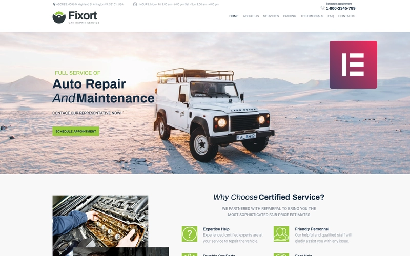 Create an advanced and competitive site for presenting your car repair business with Fixort! Engage more customers via a stylish