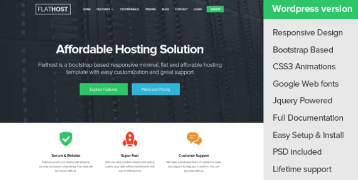 FlatHost WordPress Hosting Theme