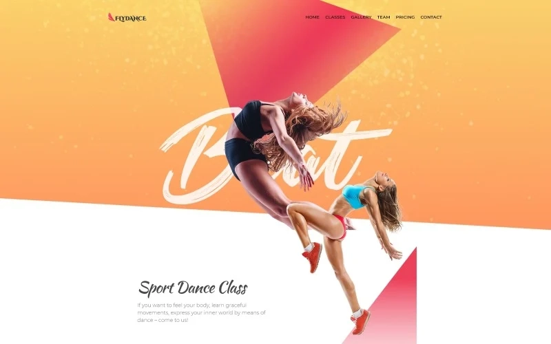 Flydance is a stylish premium theme for creating a professional WordPress website for a dance studio. Tell about your services in the most groundbreaking manner! The theme is equipped with an attractive