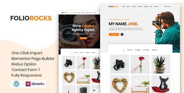 Foliorocks -Minmal Portfolio  Agency WordPress Theme. is a Fully Responsive Corporate Template built on WordPress. perfect for any agency