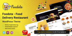 Foodota – Food Ordering  Delivery WordPress Theme is a complete and customized package for single/multiple restaurant listings based on WooCommerce Multivendor Marketplace (WCFM Marketplace) which is the best free front end multi-vendor marketplace plugin for WordPress and it’s