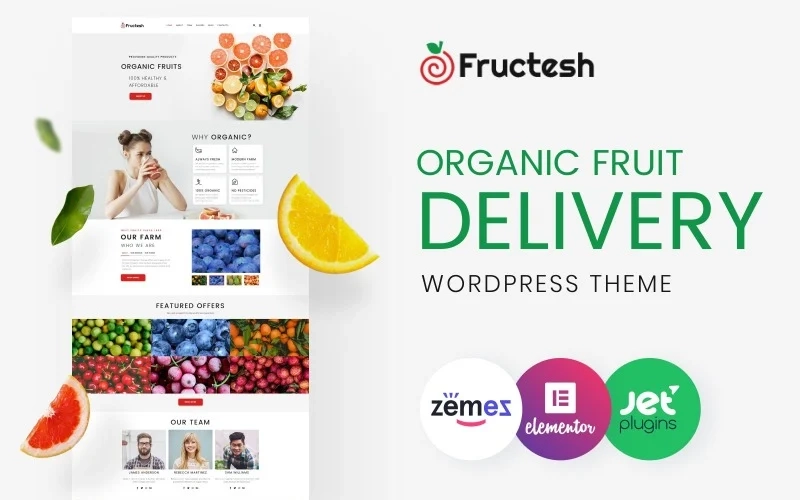 Take a look of this new high-productive and gorgeous organic fruit delivery template aimed to describe your farm products in an attractive and catchy way. Use all the elements and features that the theme offers and explore the opportunities