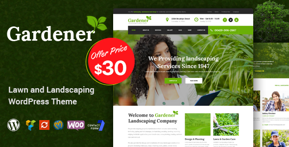 Discover the perfect Gardener WordPress theme for your lawn care or landscaping business. Professional