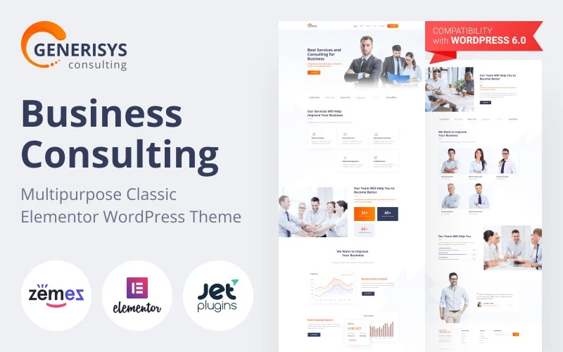 Create a professional image of your business consulting company with the help of Generisys theme. You will be able to present your services in the most attractive way with this theme easily. There are pre-made pages