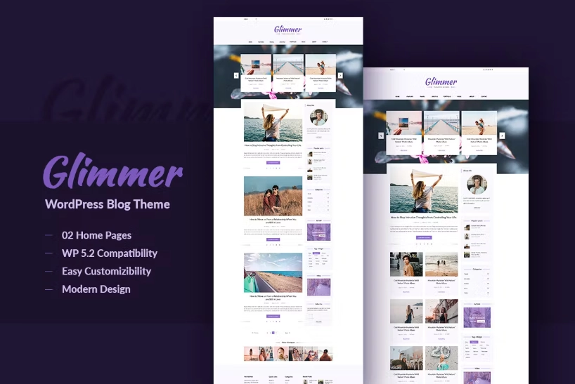 Glimmer is a clean content focus Blogging Theme. It has Powerful admin panel