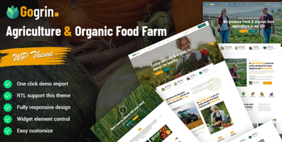 Discover Gogrin – the ultimate Agriculture and Organic Food WordPress Theme! With stunning designs