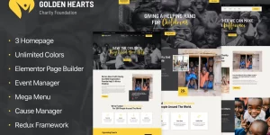 Golden hearts is a creative and inherently flexible theme designed to make a solid and respectable online platform for a variety of projects relating to NGOs