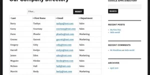 Grow Your Business with Google Apps Directory for WordPress. Search your Google Workspace (formally G Suite and Google Apps) for employee contact info.