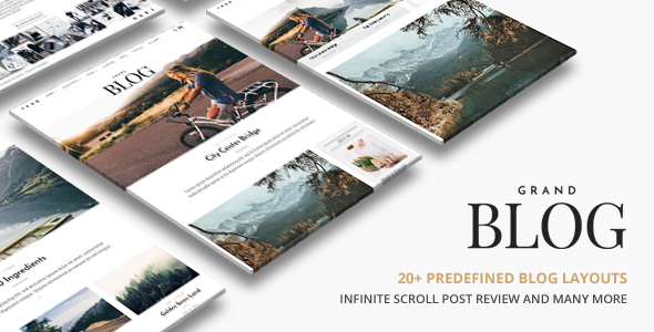 Grand Blog is a clean and minimal Wordpress theme for Blog and Magazine web site. Built with the latest Wordpress technology. Grand Blog support responsive layout so it looks great on all devices. It has predefined styling for blog posts which can be imported with one click.