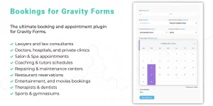 Bookings For Gravity Forms plugin manages all types of online appointments  schedules within Gravity Forms using Google Calendar for businesses that rely on an appointment operation.